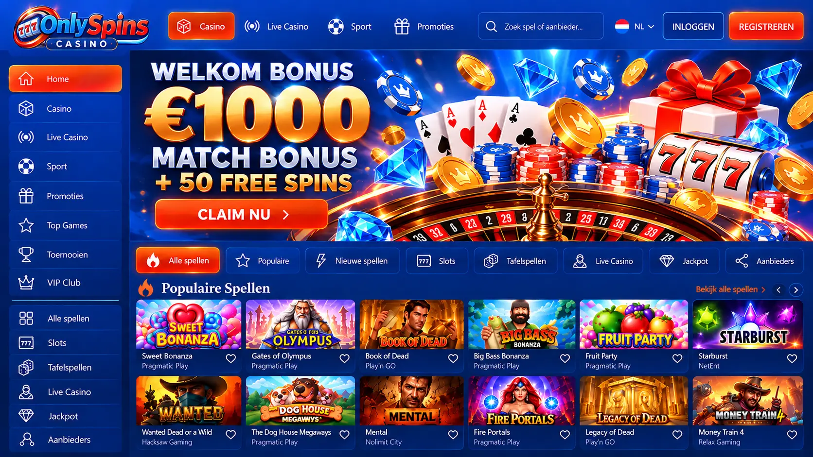 OnlySpins Casino Nederland: Slots, Live Casino en Betaalopties image 1